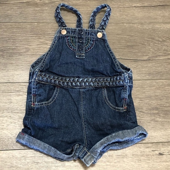 Vintage Denim Dark Wash Bubble Oshkosh Romper - Picture 1 of 6